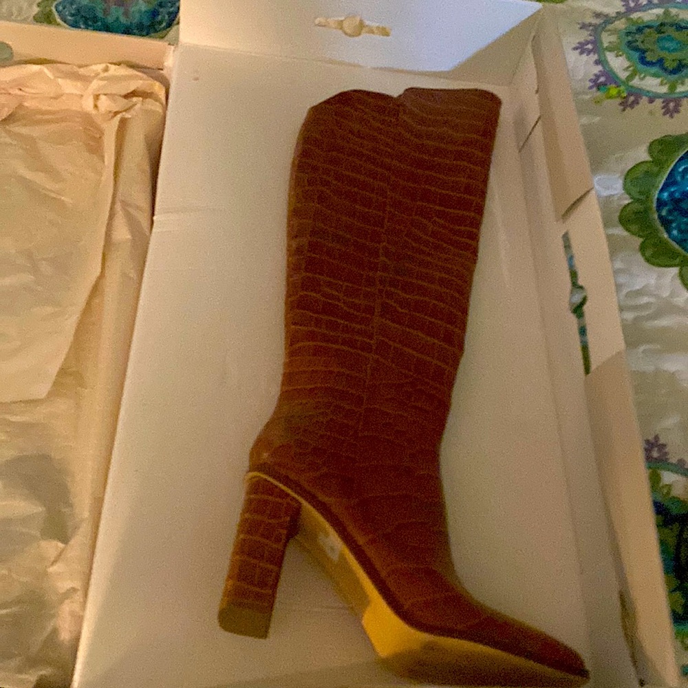 brown boots size, over the knee . Never worn, still in box